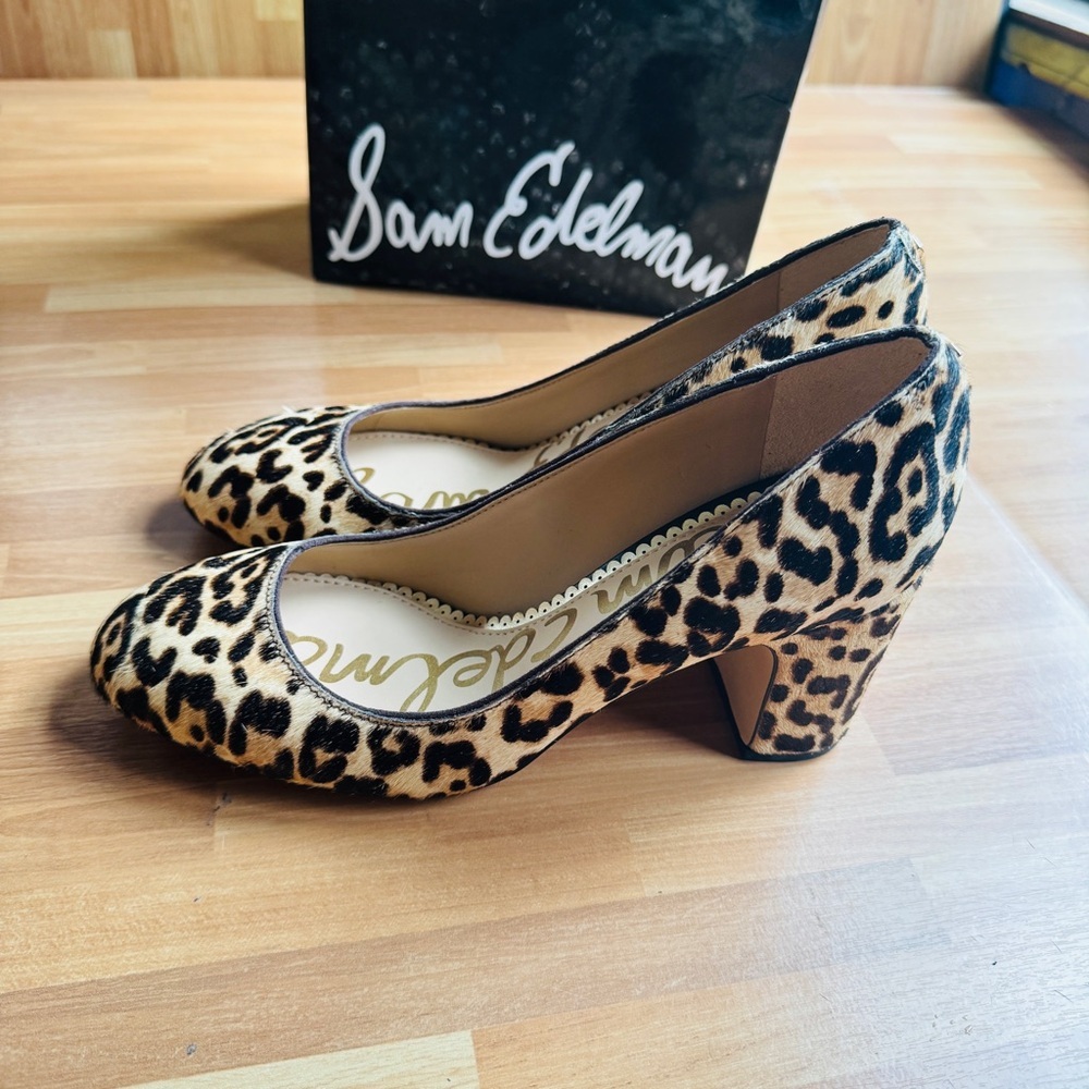 Sam Edelman leopard leather round toe pumps size 6